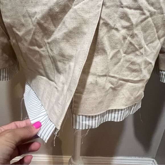 NWT Topshop oversized linen blazer with exposed stripe lining in ecru size US 8 - Picture 9 of 15